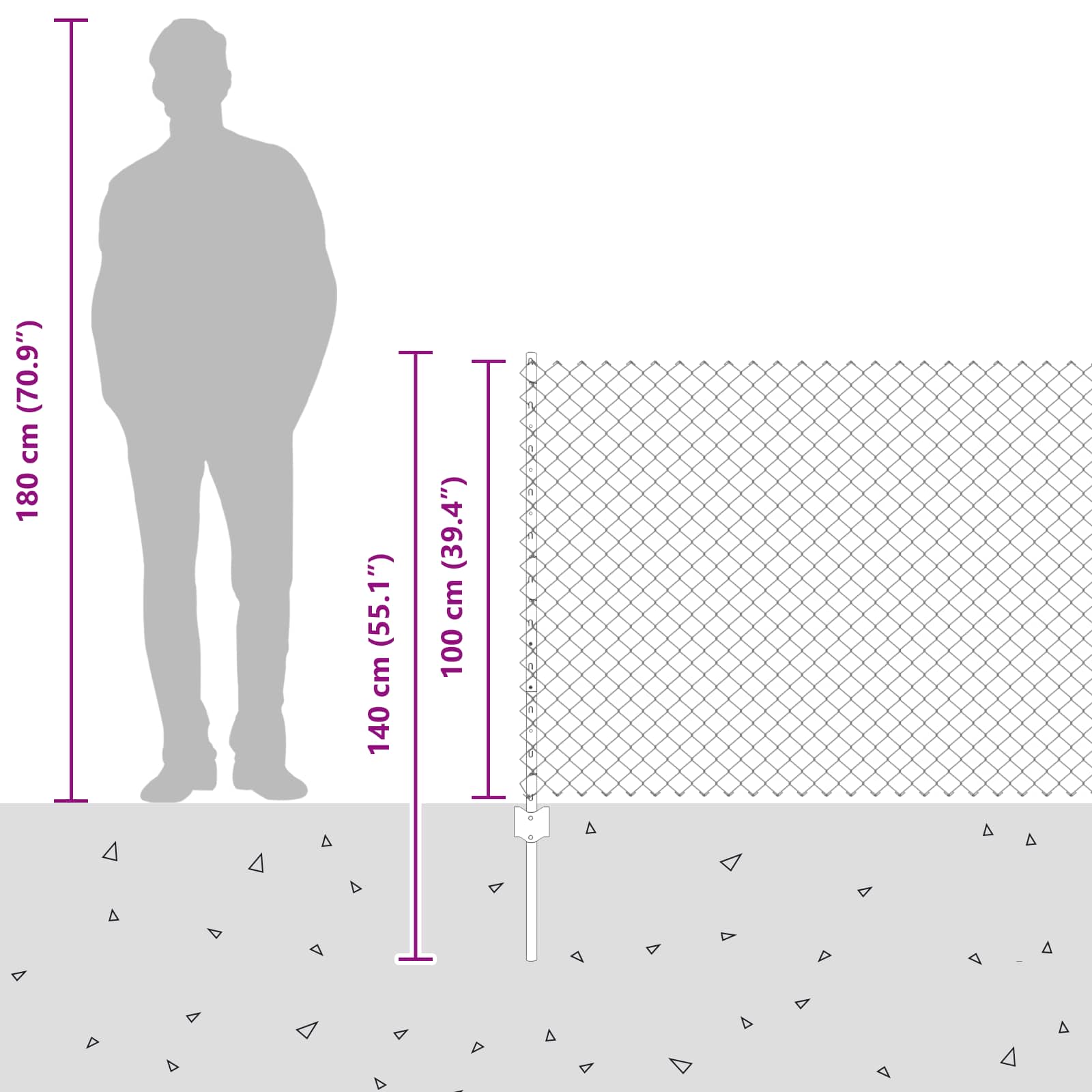 Ograda od lančanih veza s postom 25 x 1 m Čelik premazan PVC-om