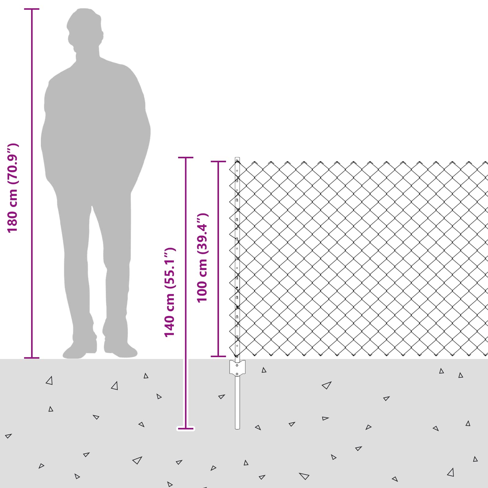 Ograda od lančanih veza s postom 10 x 1 m Čelik premazan PVC-om