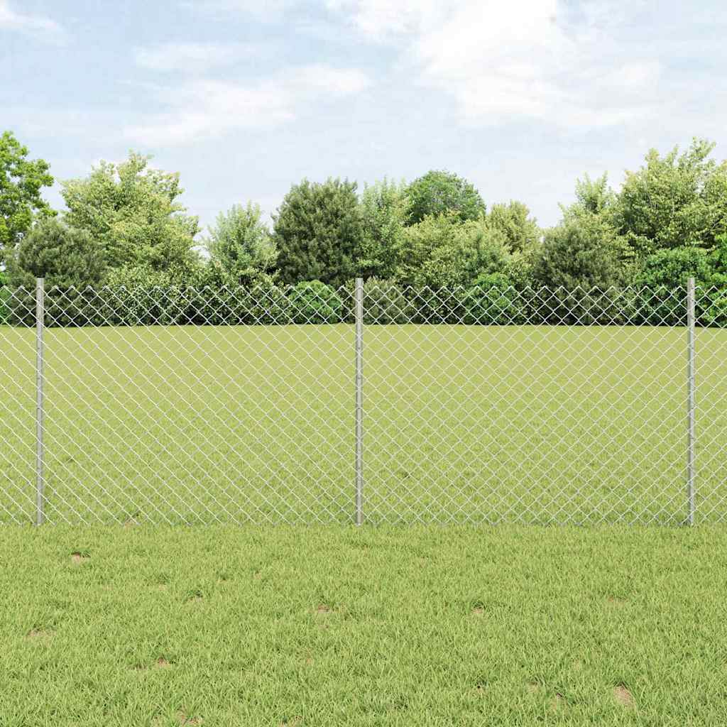 Ograda od lančanih veza s postom 10 x 0,8 m Srebrna Mreža