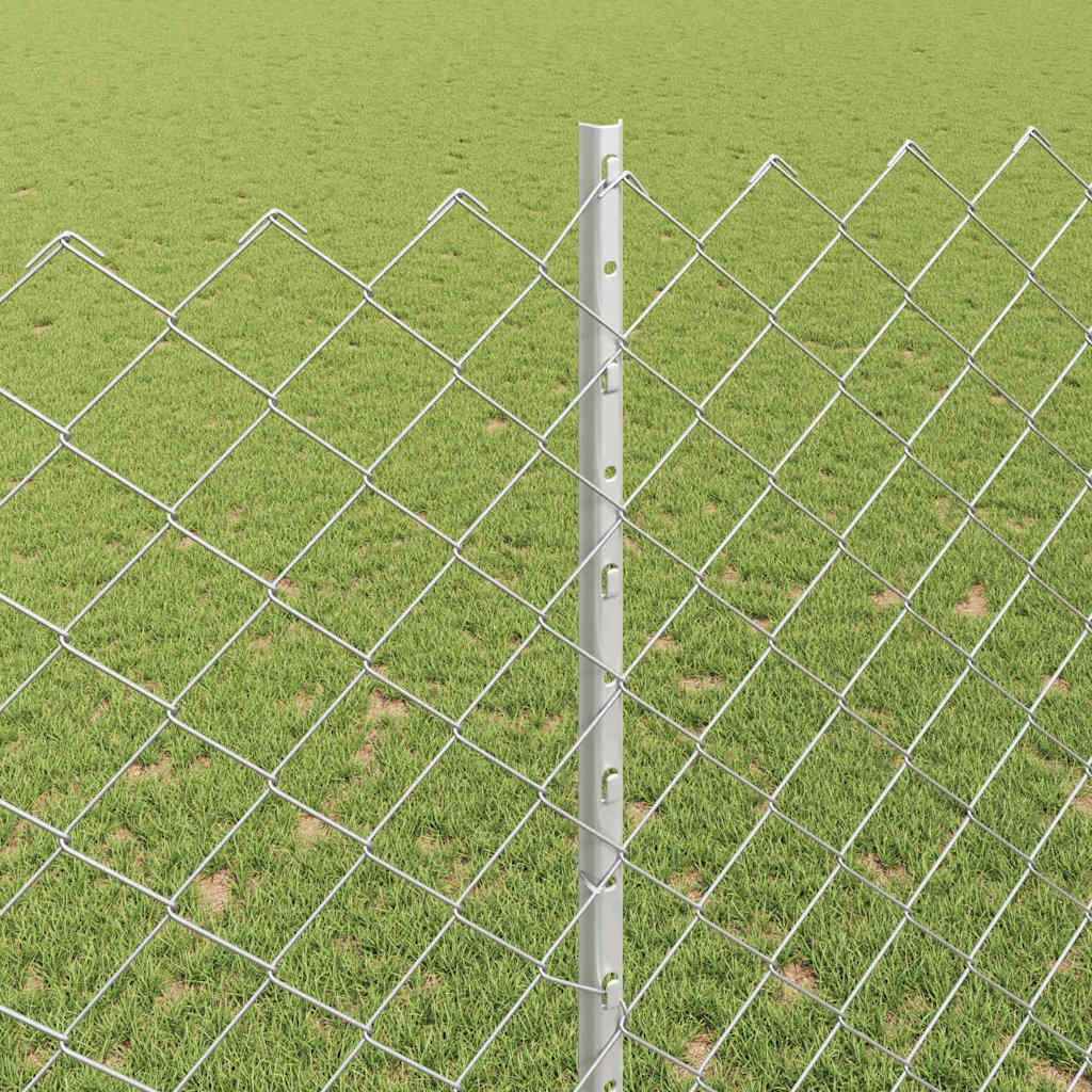 Ograda od lančanih veza s postom 10 x 1,5 m Srebrna Mreža