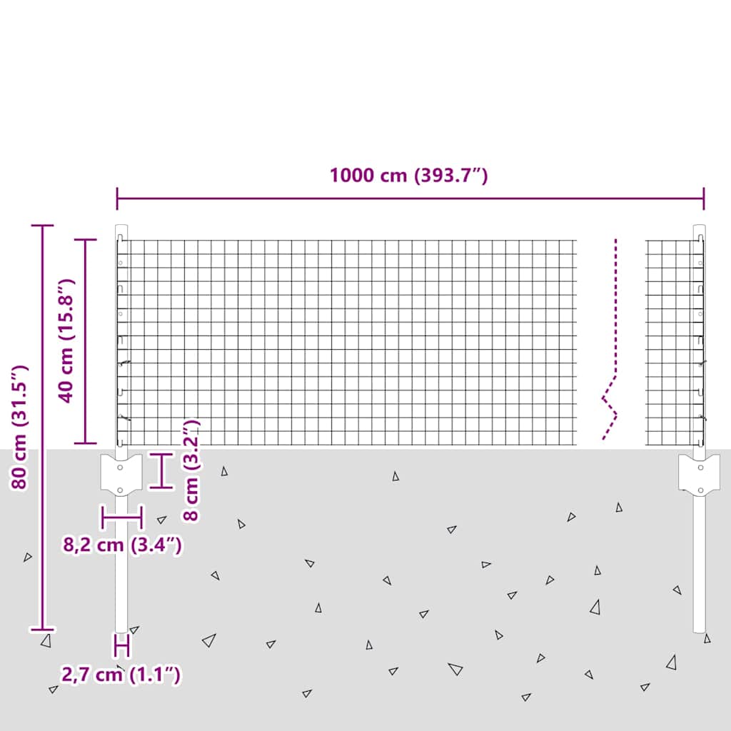 Zavarena žičana ograda s postom 10 x 0,4 m Srebrna Mreža