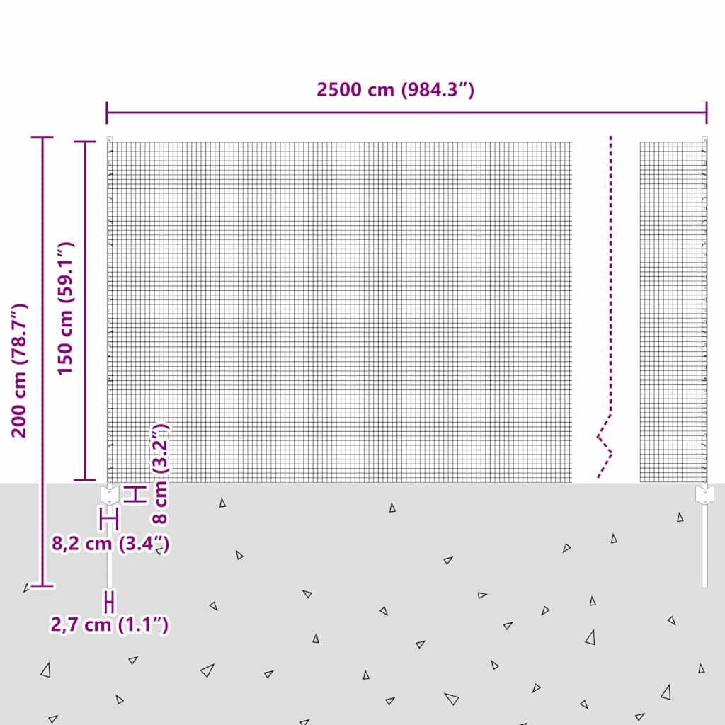 Zavarena žičana ograda s postom 25 x 1,5 m Srebrna Mreža