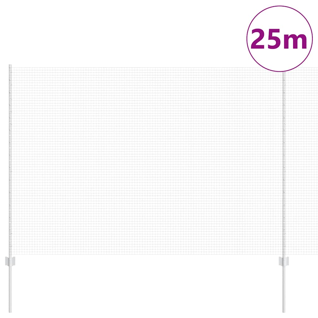 Zavarena žičana ograda s postom 25 x 1,5 m Srebrna Mreža