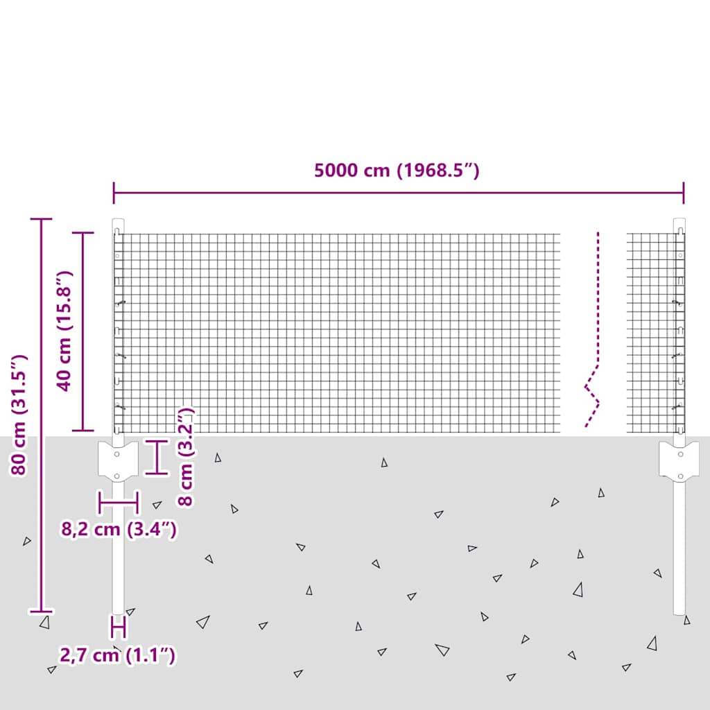 Zavarena žičana ograda s postom 50 x 0,4 m Srebrna Mreža