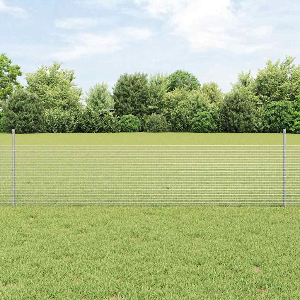 Zavarena žičana ograda s postom 50 x 0,5 m Srebrna Mreža