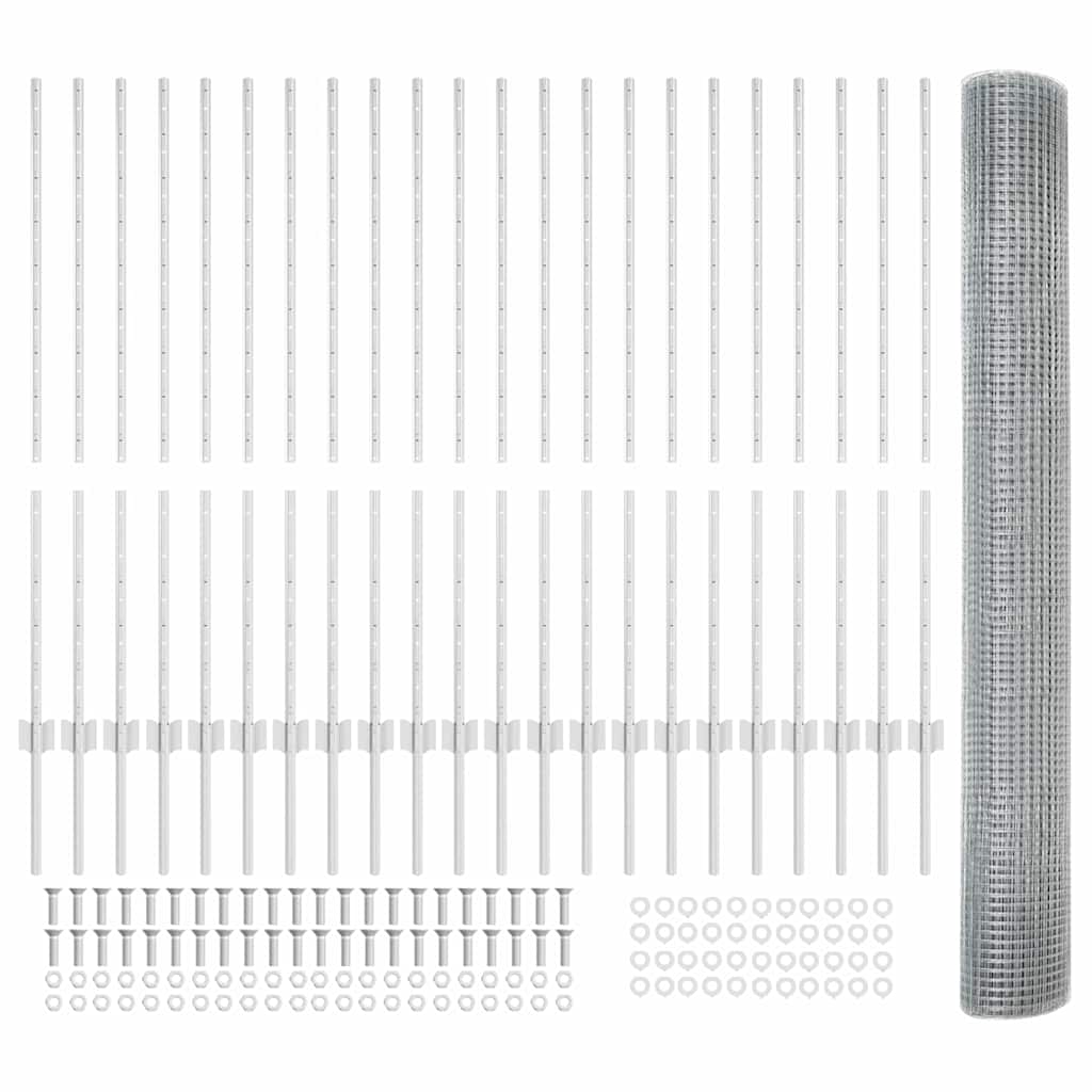 Zavarena žičana ograda s postom 50 x 1,2 m Srebrna Mreža