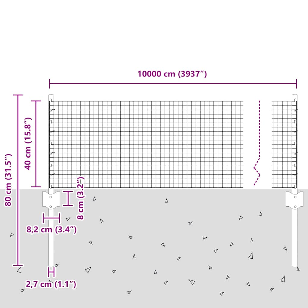 Zavarena žičana ograda s postom 100 x 0,4 m Srebrna Mreža
