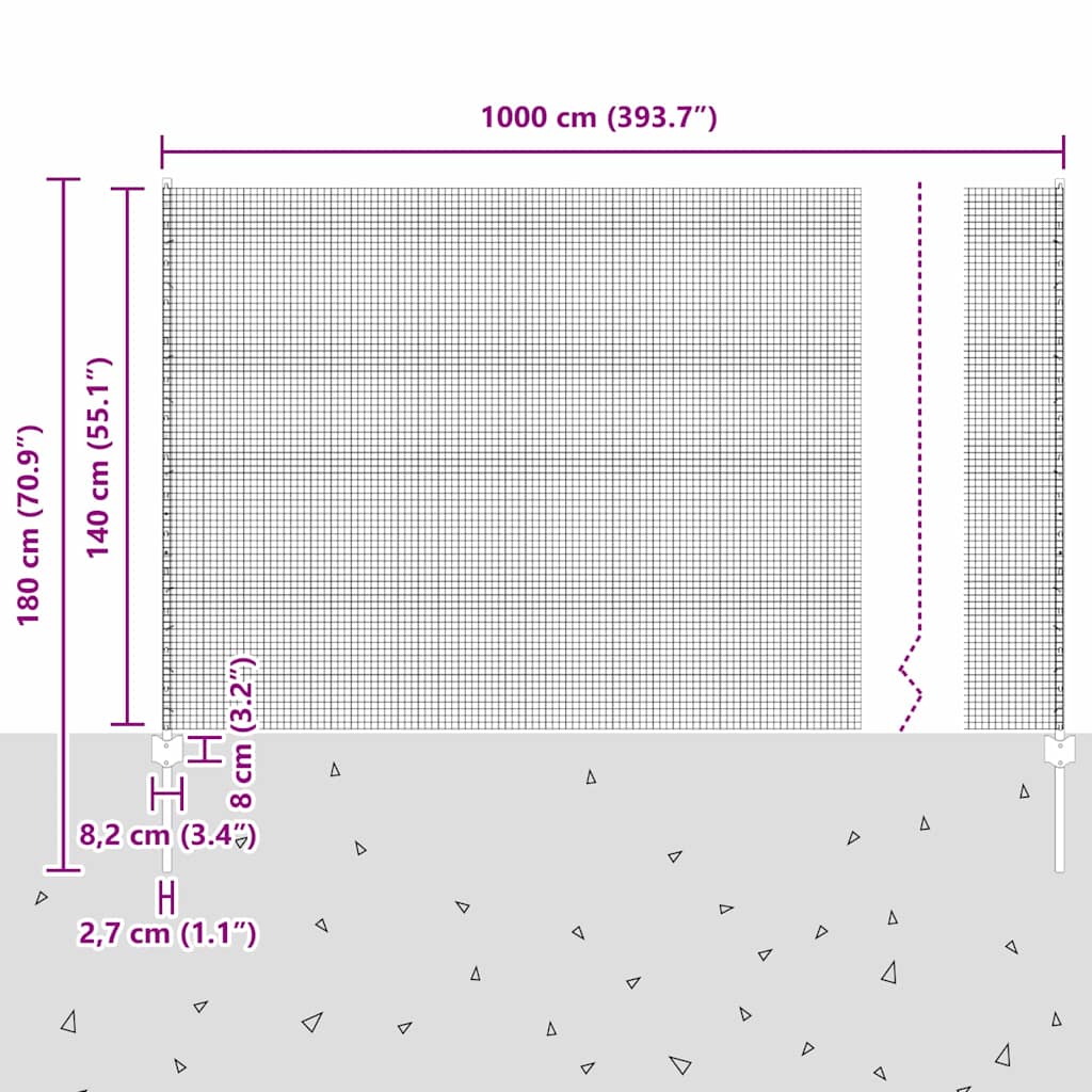 Zavarena žičana ograda s postom 10 x 1,4 m Zelena Mreža