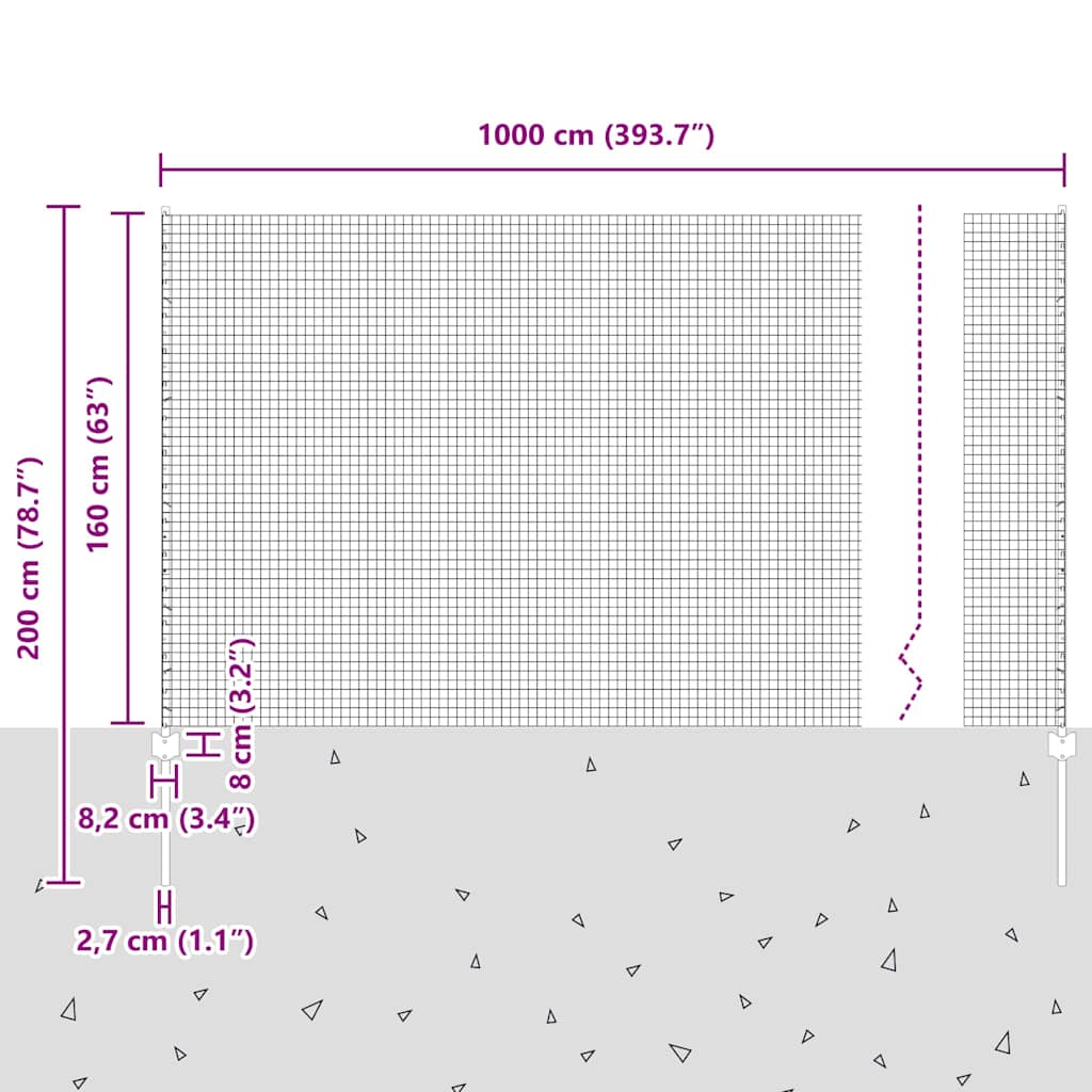 Zavarena žičana ograda s postom 10 x 1,6 m Zelena Mreža