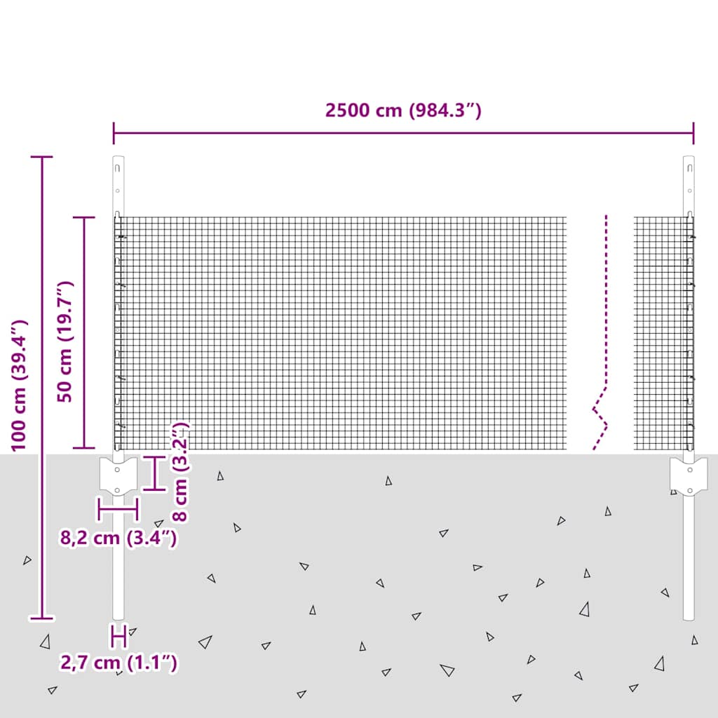Zavarena žičana ograda s postom 25 x 0,5 m Zelena Mreža