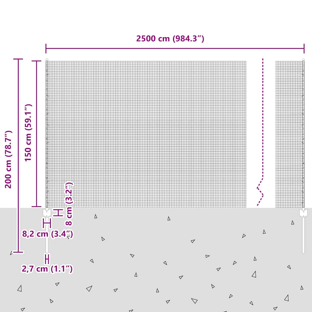 Zavarena žičana ograda s postom 25 x 1,5 m Zelena Mreža