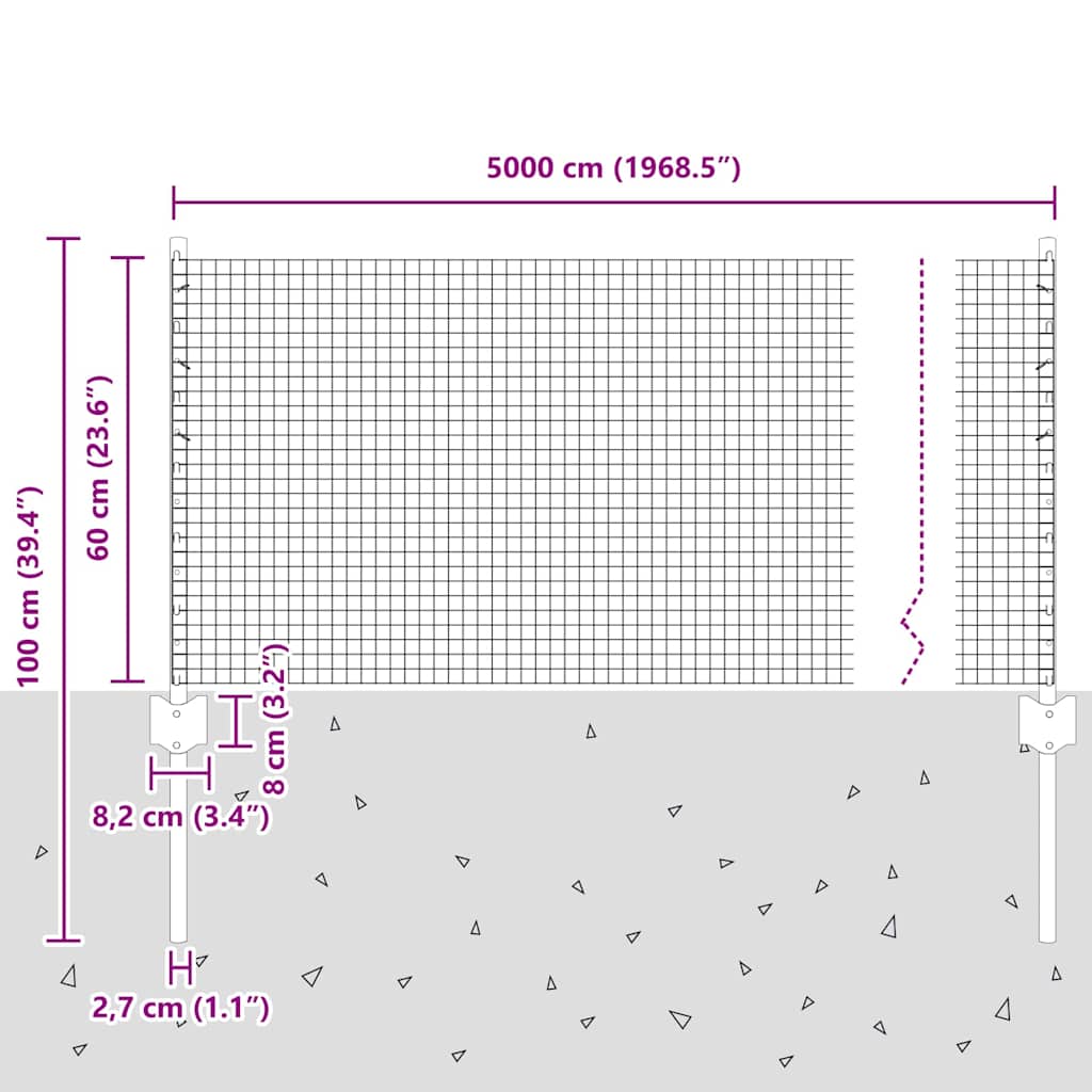 Zavarena žičana ograda s postom 50 x 0,6 m Zelena Mreža