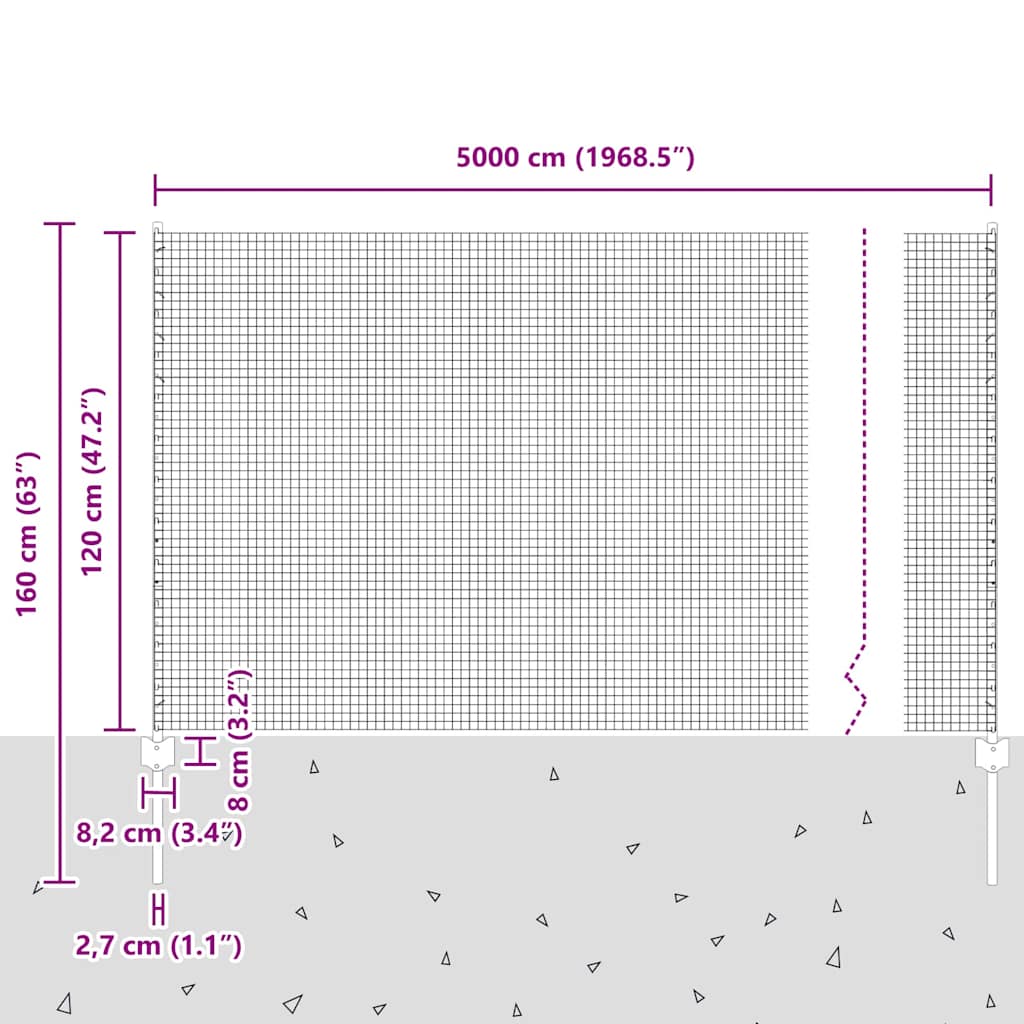 Zavarena žičana ograda s postom 50 x 1,2 m Zelena Mreža