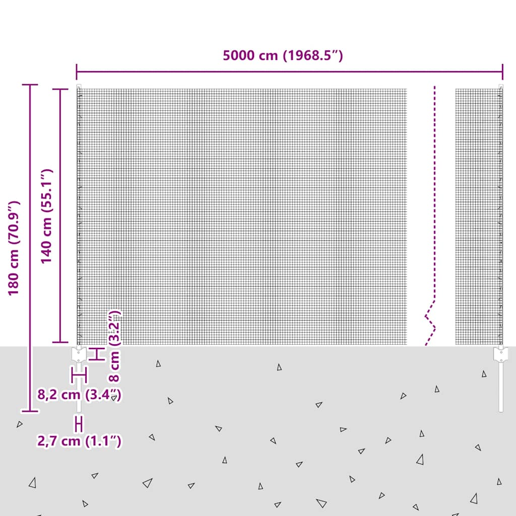 Zavarena žičana ograda s postom 50 x 1,4 m Zelena Mreža
