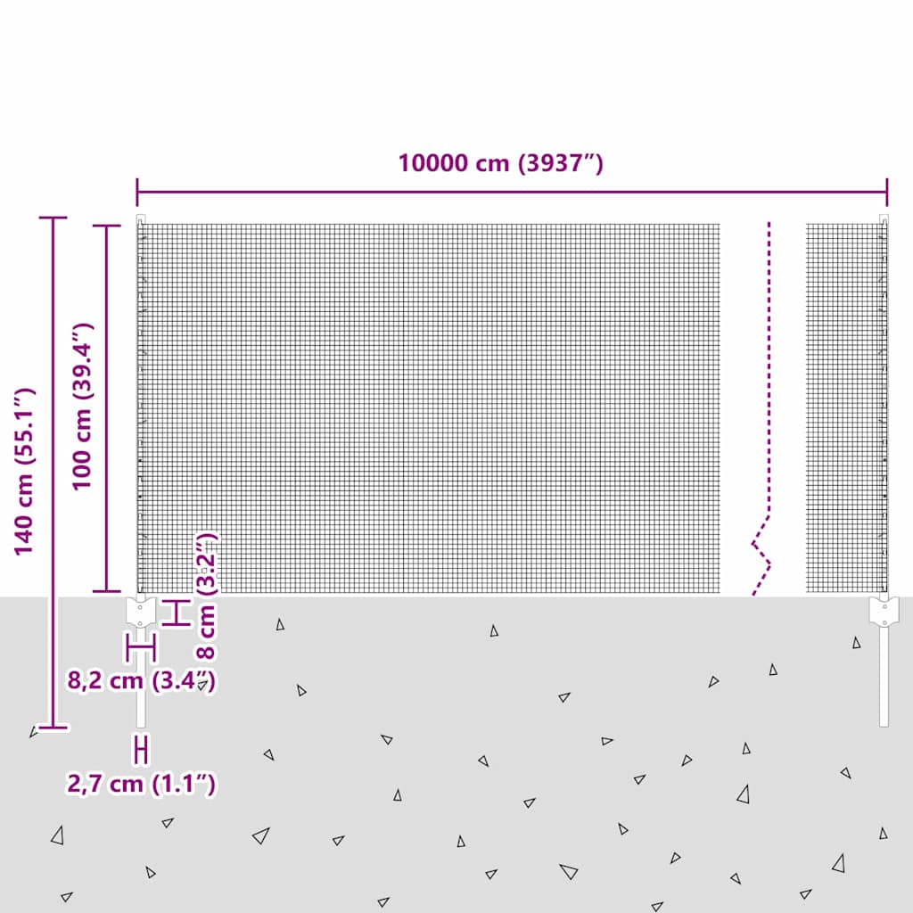 Zavarena žičana ograda s postom 100 x 1 m Čelik premazan PVC-om
