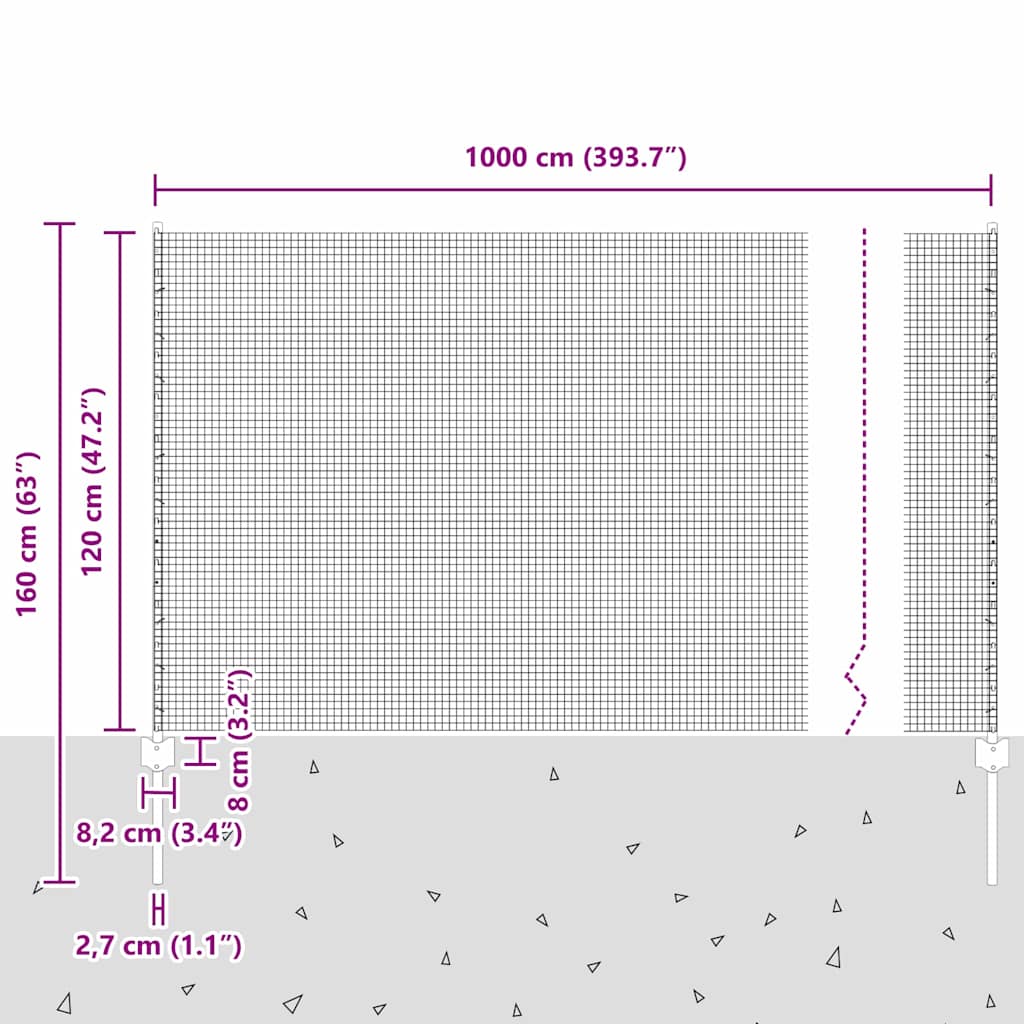 Zavarena žičana ograda s postom 10 x 1,2 m Siva Mreža