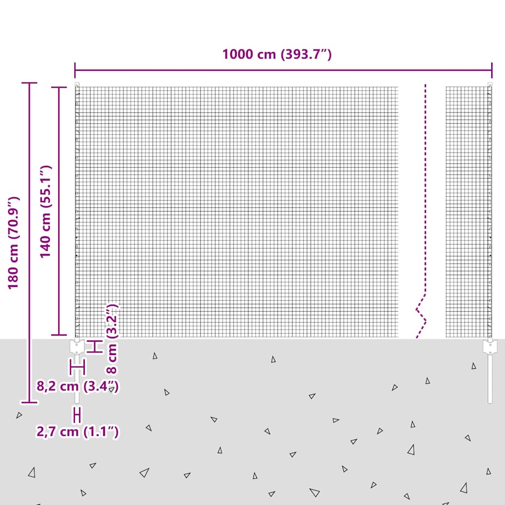 Zavarena žičana ograda s postom 10 x 1,4 m Siva Mreža