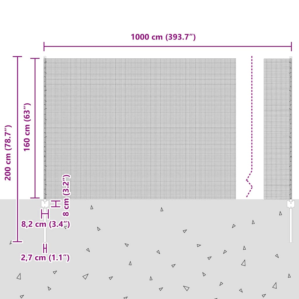 Zavarena žičana ograda s postom 10 x 1,6 m Siva Mreža