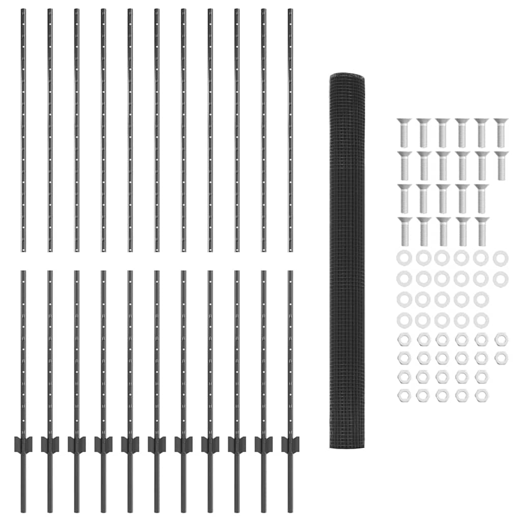 Zavarena žičana ograda s postom 25 x 1,5 m (Š x V)