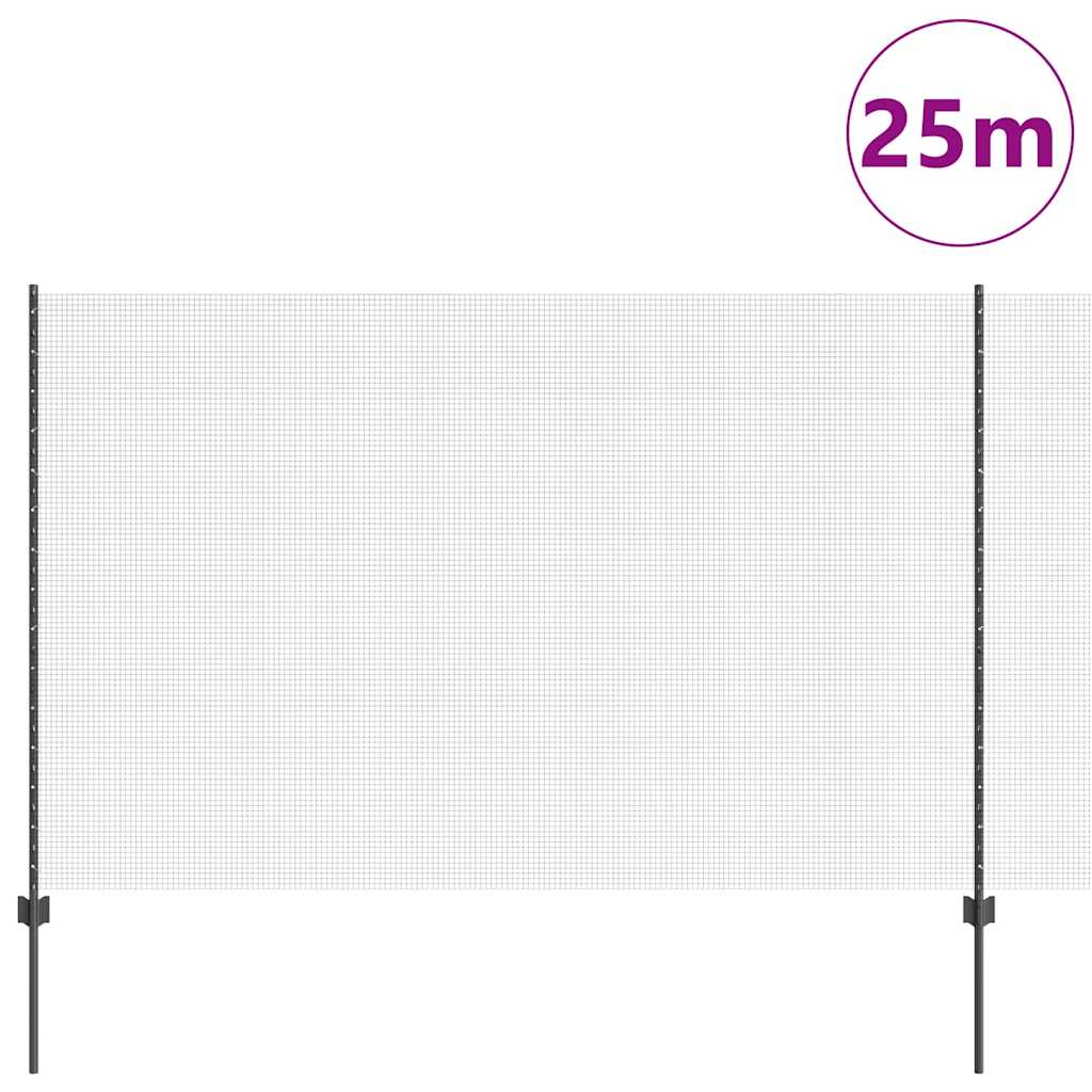 Zavarena žičana ograda s postom 25 x 1,6 m Siva Mreža