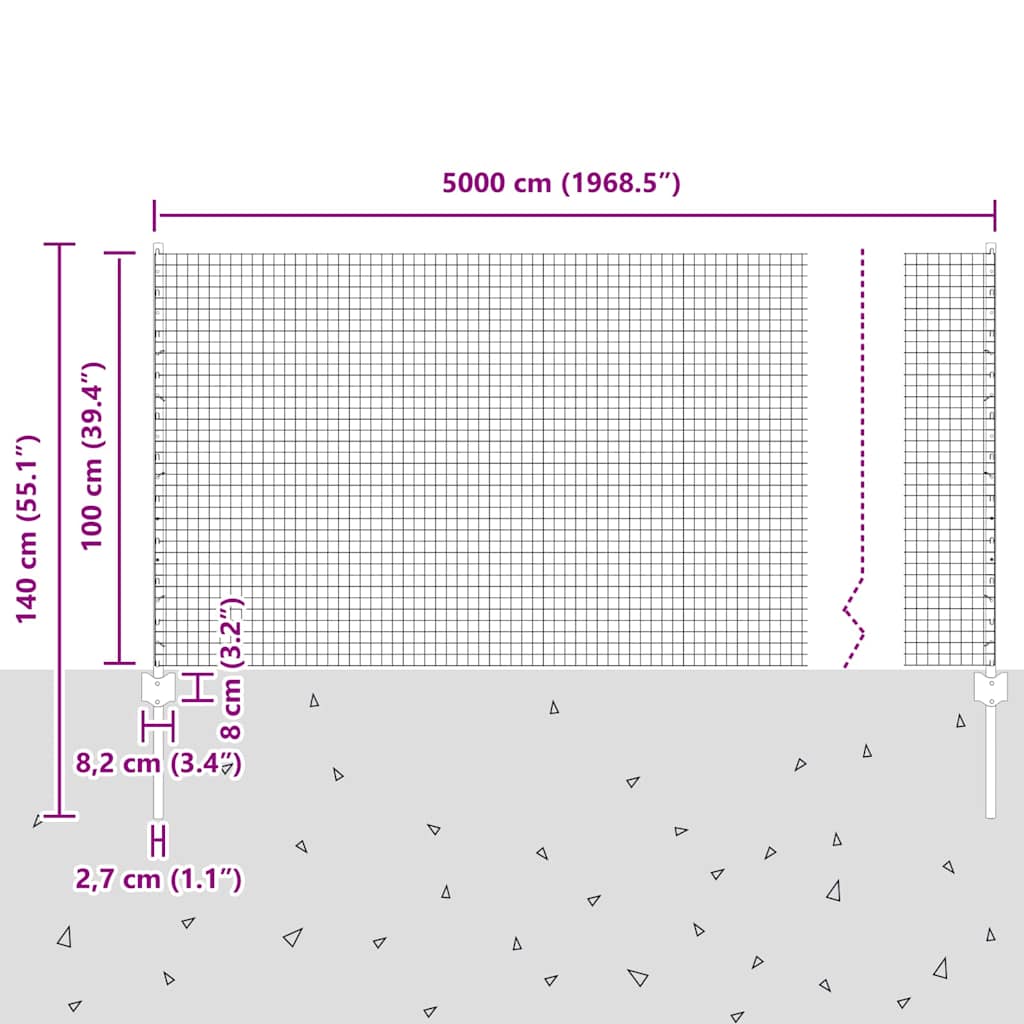 Zavarena žičana ograda s postom 50 x 1 m Čelik premazan PVC-om