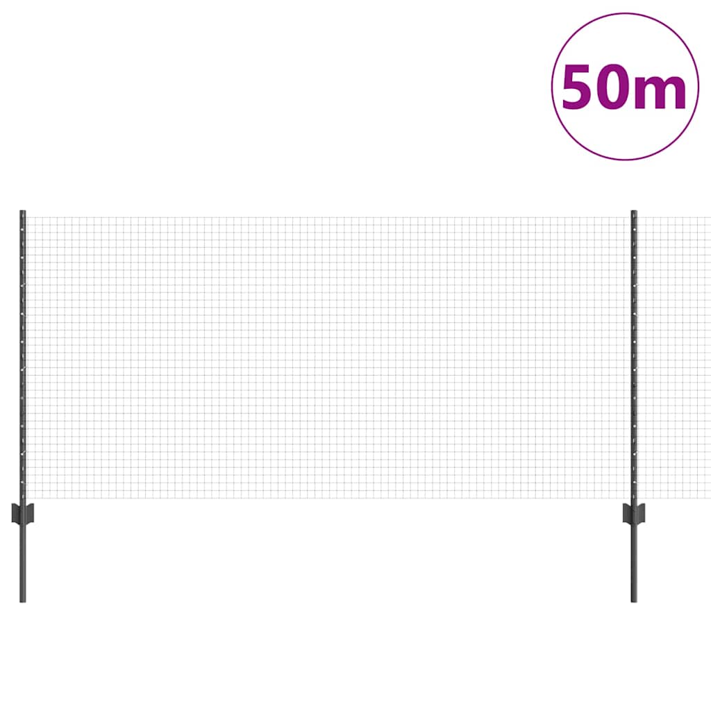 Zavarena žičana ograda s postom 50 x 1 m Čelik premazan PVC-om
