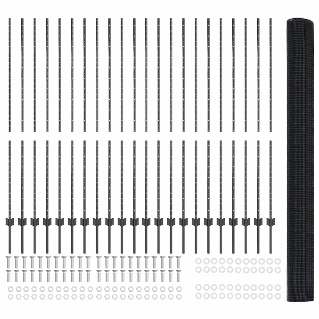 Zavarena žičana ograda s postom 50 x 1,5 m Siva Mreža
