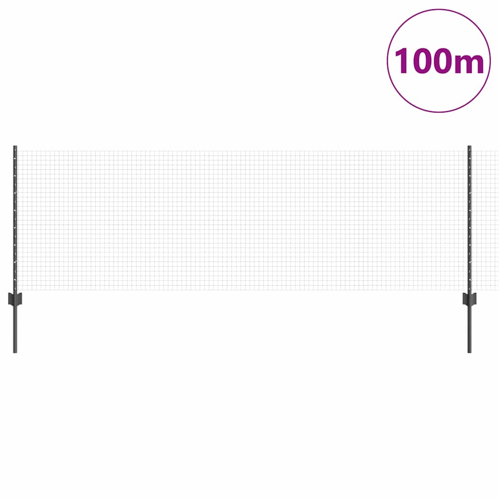 Zavarena žičana ograda s postom 100 x 0,8 m Siva Mreža