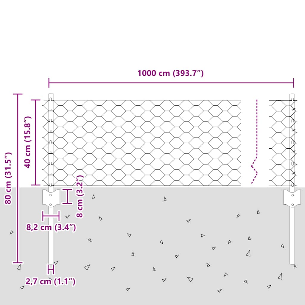 Zavarena žičana ograda 10 x 0,4 m (Š x V) Čelik premazan PVC-om