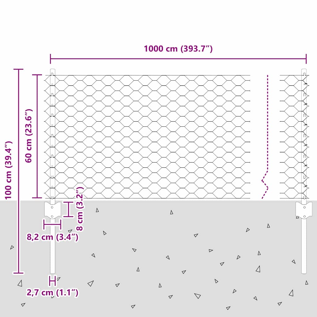 Zavarena žičana ograda 10 x 0,6 m (Š x V) Čelik premazan PVC-om