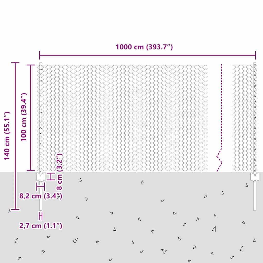 Zavarena žičana ograda 10 x 1 m (Š x V) Čelik premazan PVC-om