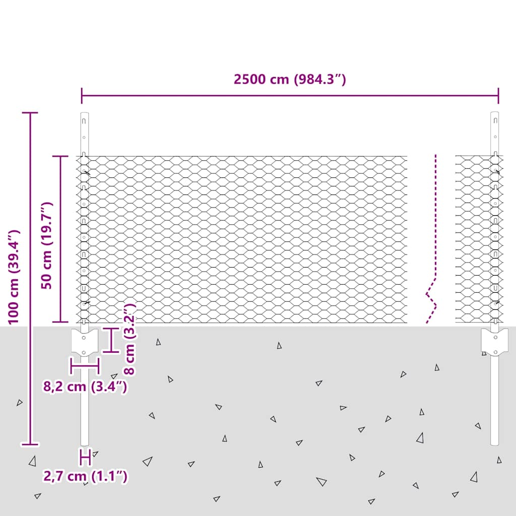 Zavarena žičana ograda 25 x 0,5 m (Š x V) Čelik premazan PVC-om
