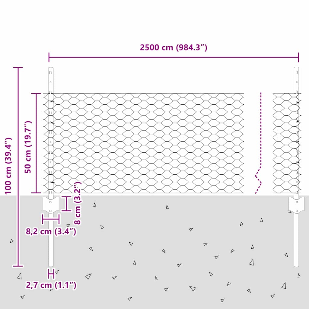 Zavarena žičana ograda 25 x 0,5 m (Š x V) Čelik premazan PVC-om