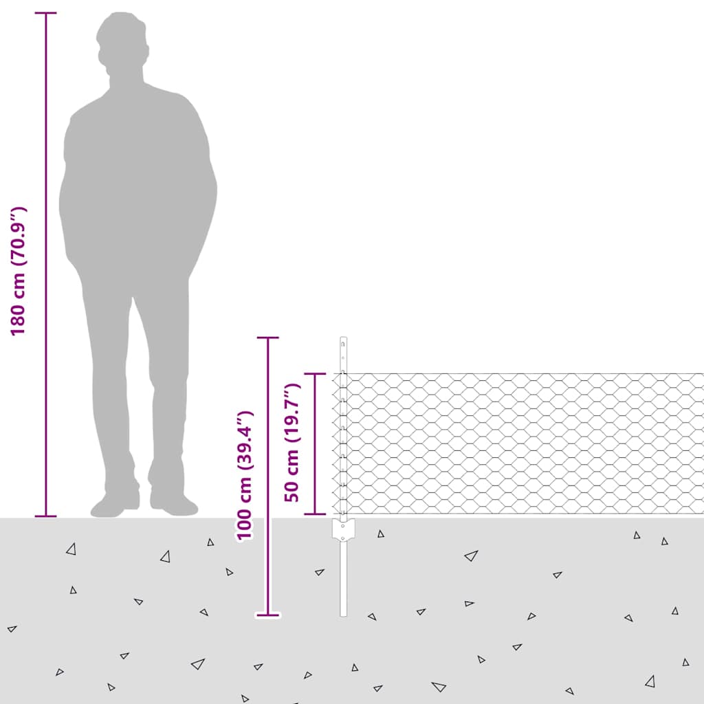 Zavarena žičana ograda 25 x 0,5 m (Š x V) Čelik premazan PVC-om