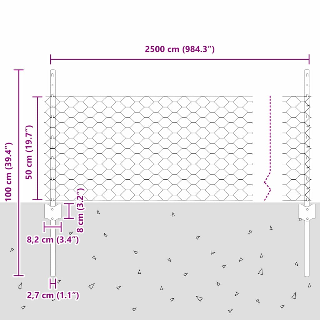Zavarena žičana ograda 25 x 0,5 m (Š x V) Čelik premazan PVC-om