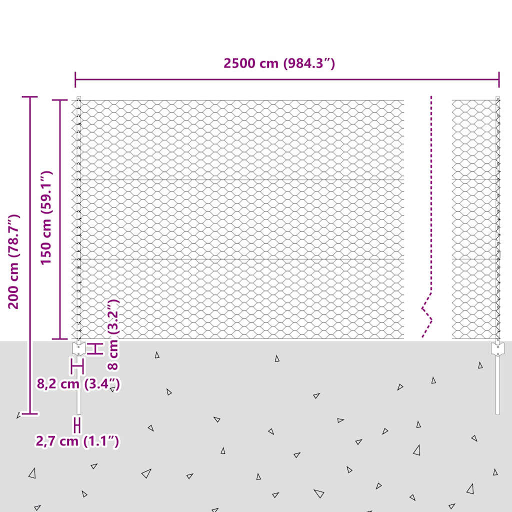 Zavarena žičana ograda 25 x 1,5 m (Š x V) Čelik premazan PVC-om