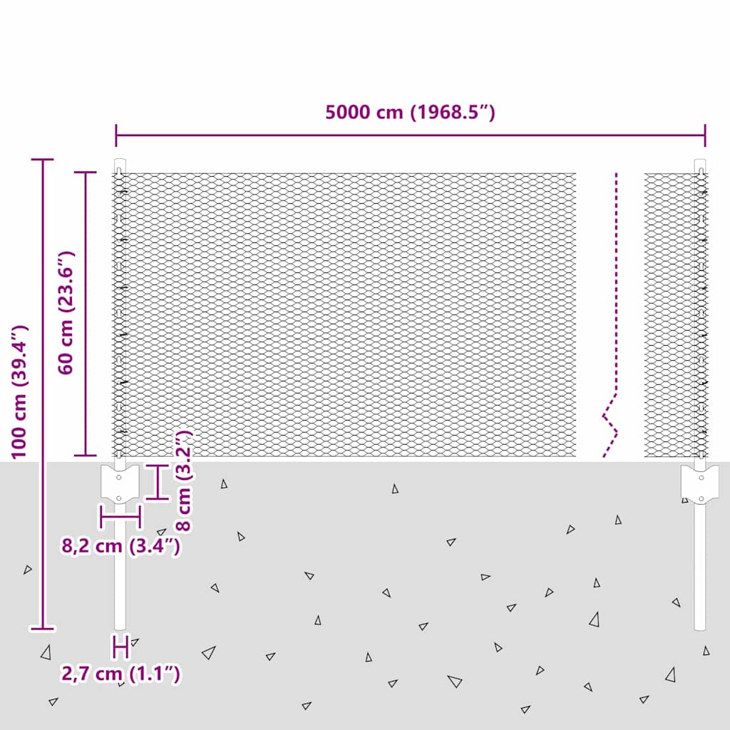 Zavarena žičana ograda 50 x 0,6 m (Š x V) Čelik premazan PVC-om