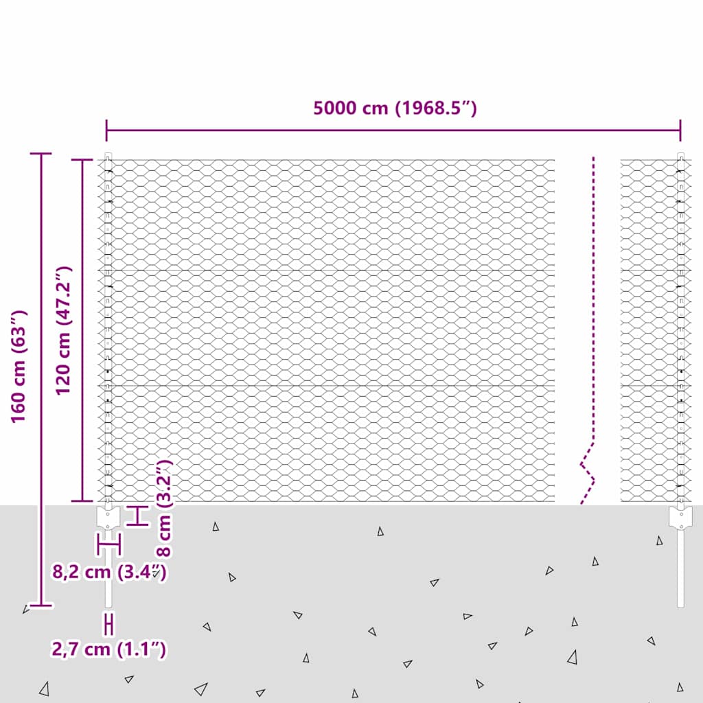 Zavarena žičana ograda 50 x 1,2 m (Š x V) Čelik premazan PVC-om