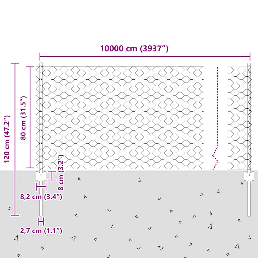 Zavarena žičana ograda 100 x 0,8 m (Š x V)