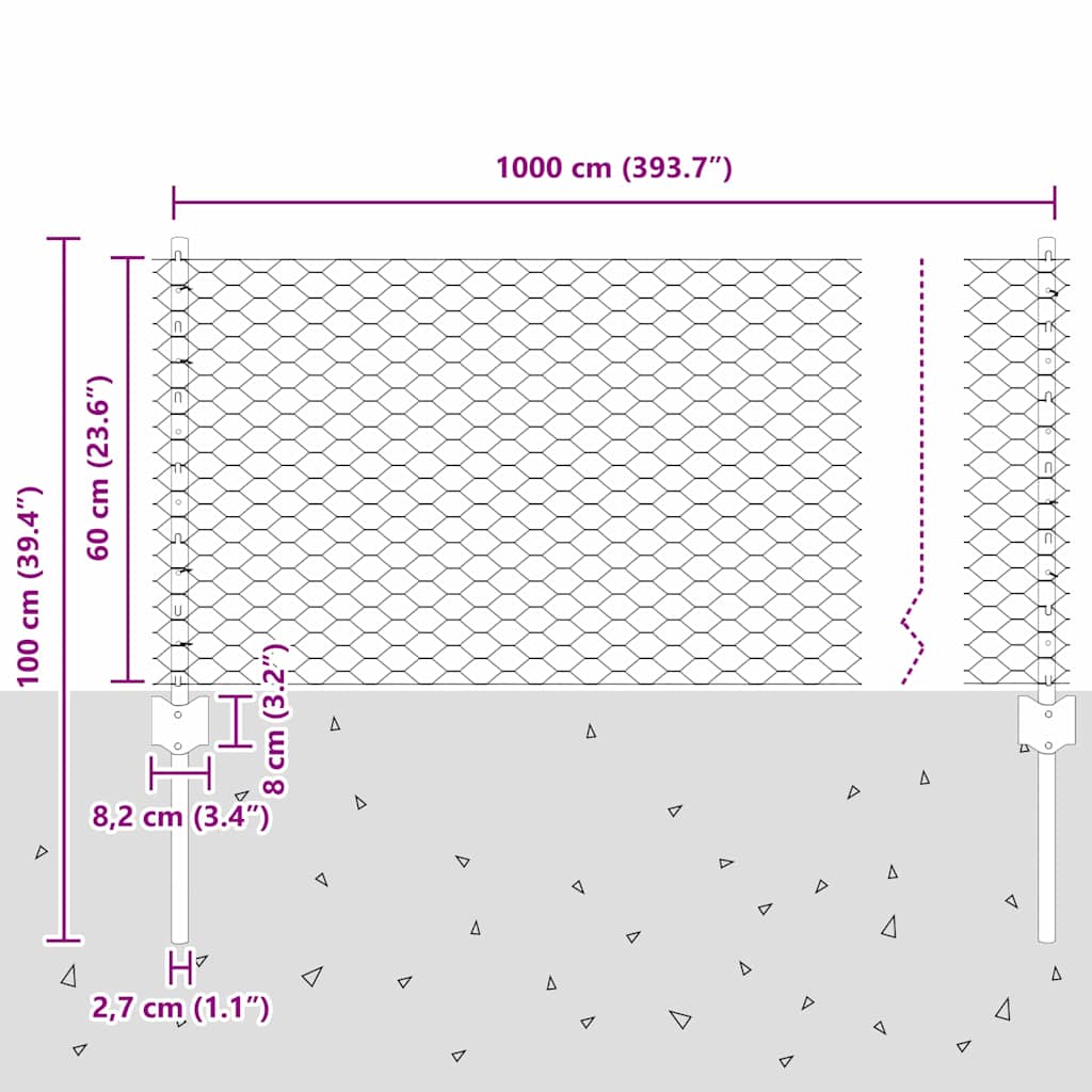 Zavarena žičana ograda 10 x 0,6 m (Š x V) Čelik premazan PVC-om
