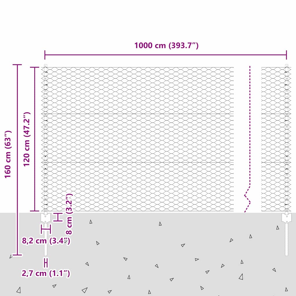 Zavarena žičana ograda 10 x 1,2 m (Š x V) Čelik premazan PVC-om