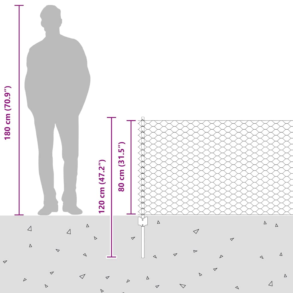 Zavarena žičana ograda 50 x 0,8 m (Š x V) Čelik premazan PVC-om