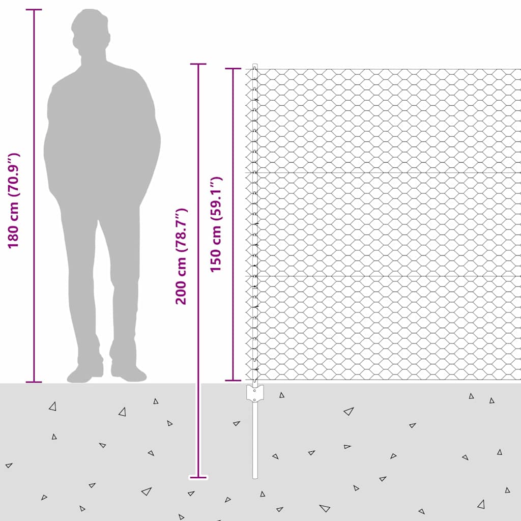 Zavarena žičana ograda 50 x 1,5 m (Š x V) Čelik premazan PVC-om