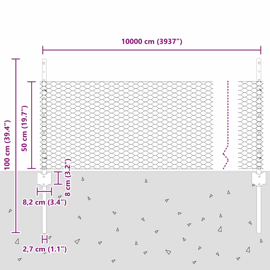 Zavarena žičana ograda 100 x 0,5 m (Š x V)