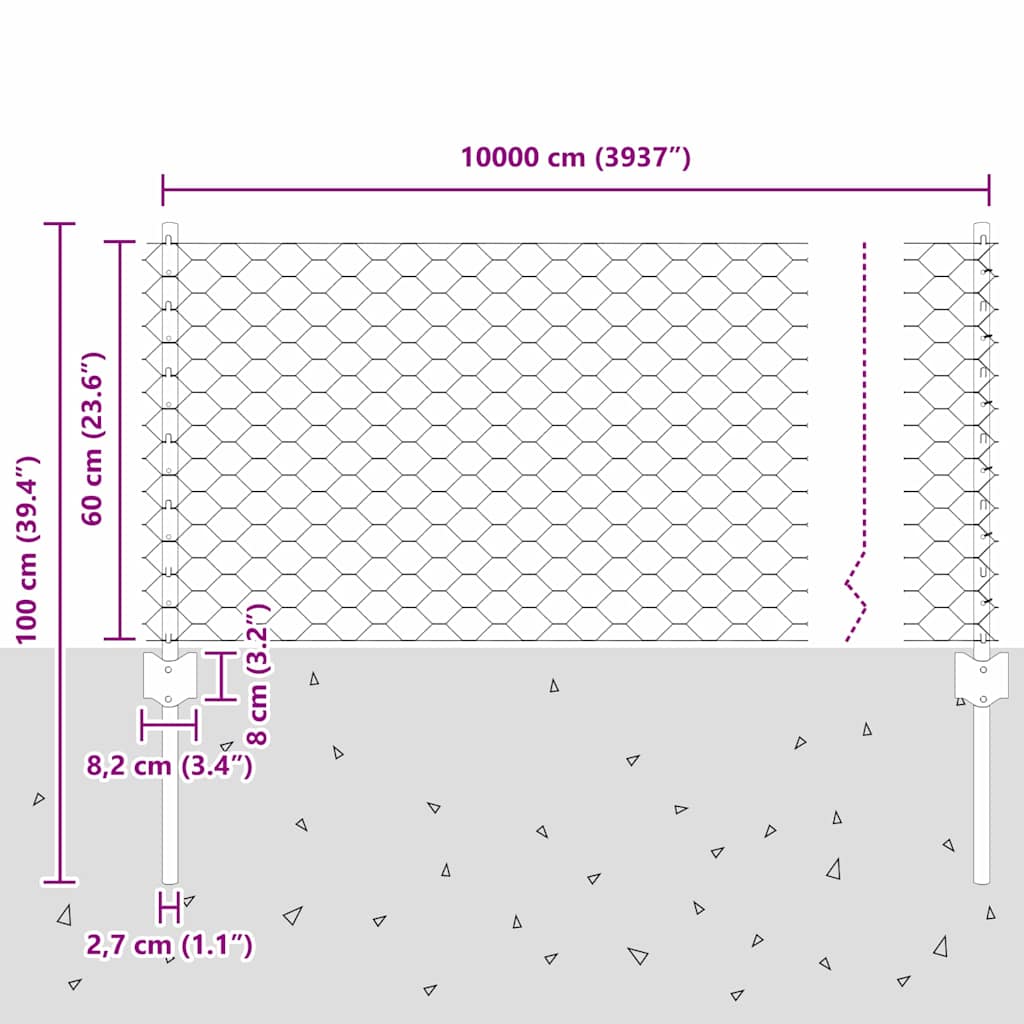 Zavarena žičana ograda 100 x 0,6 m (Š x V)