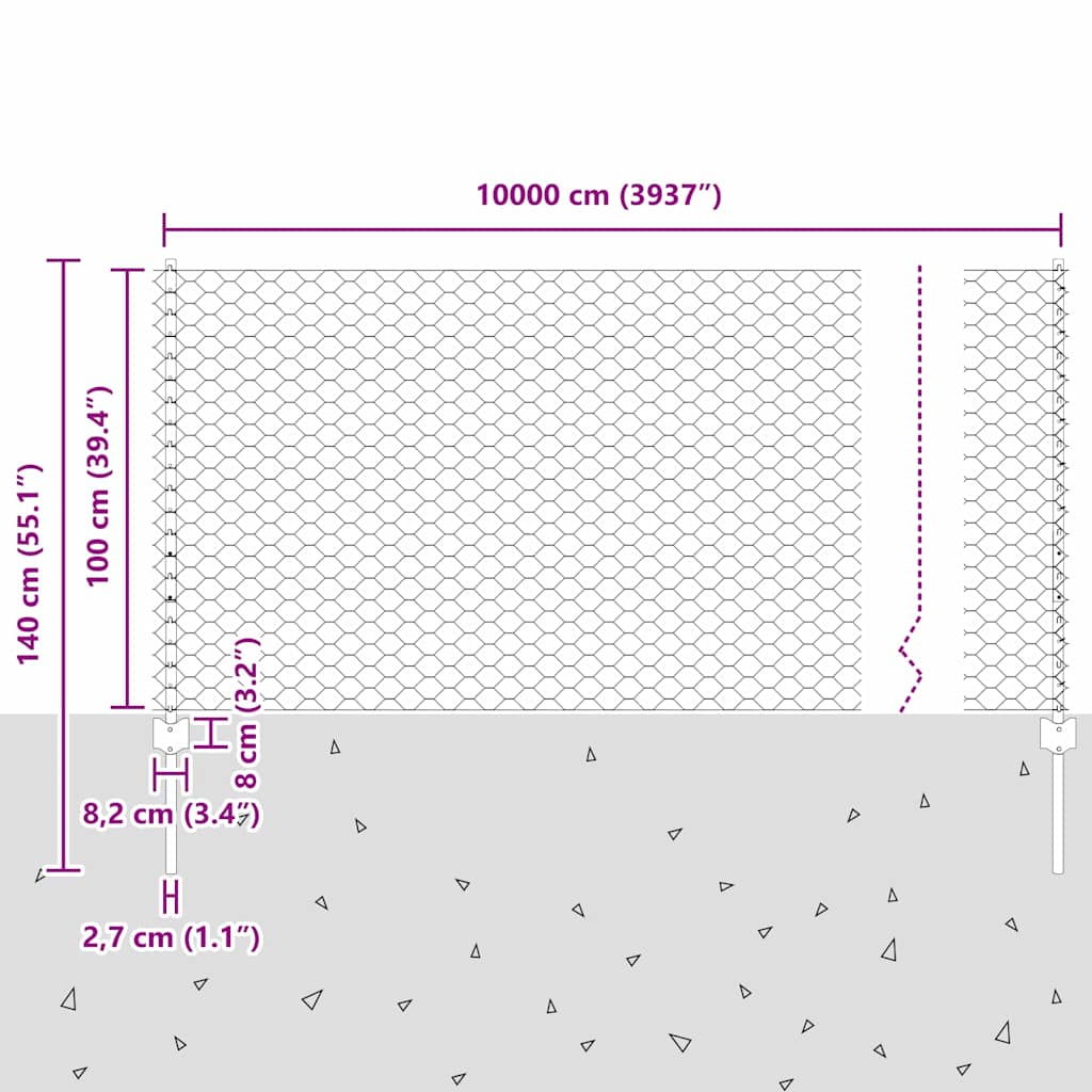 Zavarena žičana ograda 100 x 1 m (Š x V) Čelik premazan PVC-om