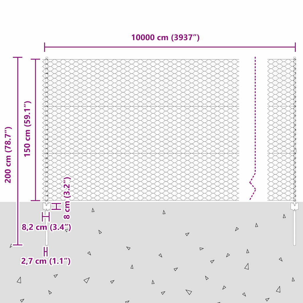 Zavarena žičana ograda 100 x 1,5 m (Š x V)