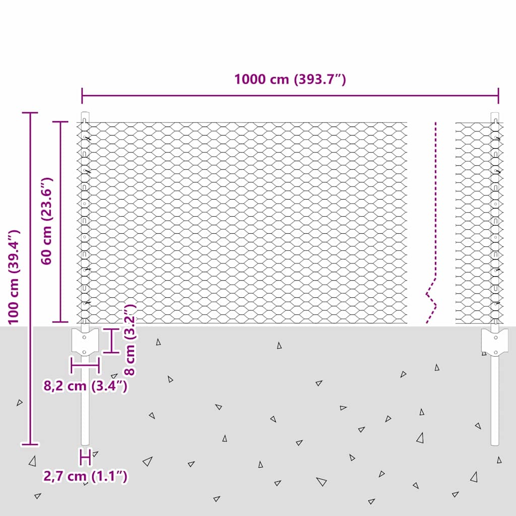 Zavarena žičana ograda 10 x 0,6 m (Š x V) Vruće pocinčani čelik