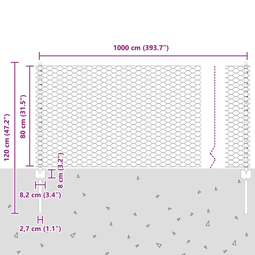 Zavarena žičana ograda 10 x 0,8 m (Š x V) Vruće pocinčani čelik