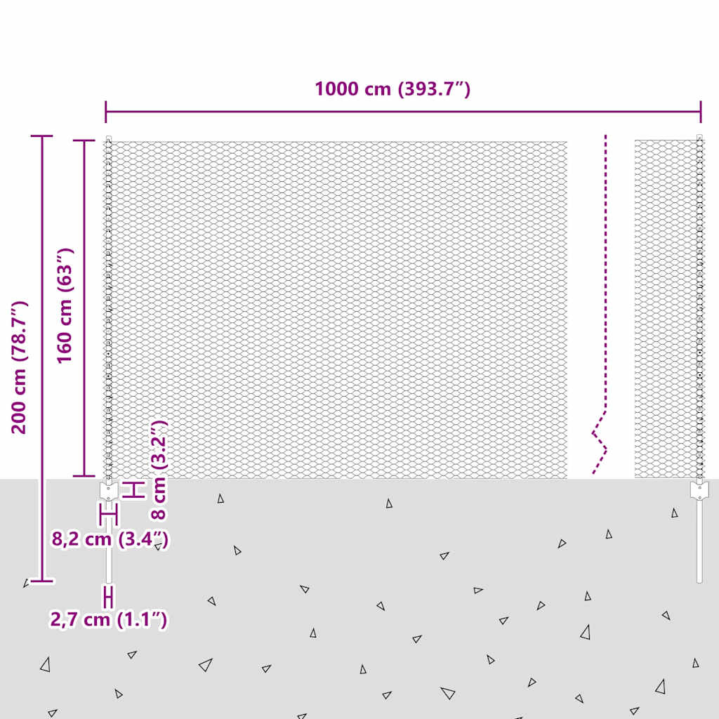 Zavarena žičana ograda 10 x 1,6 m (Š x V) Vruće pocinčani čelik